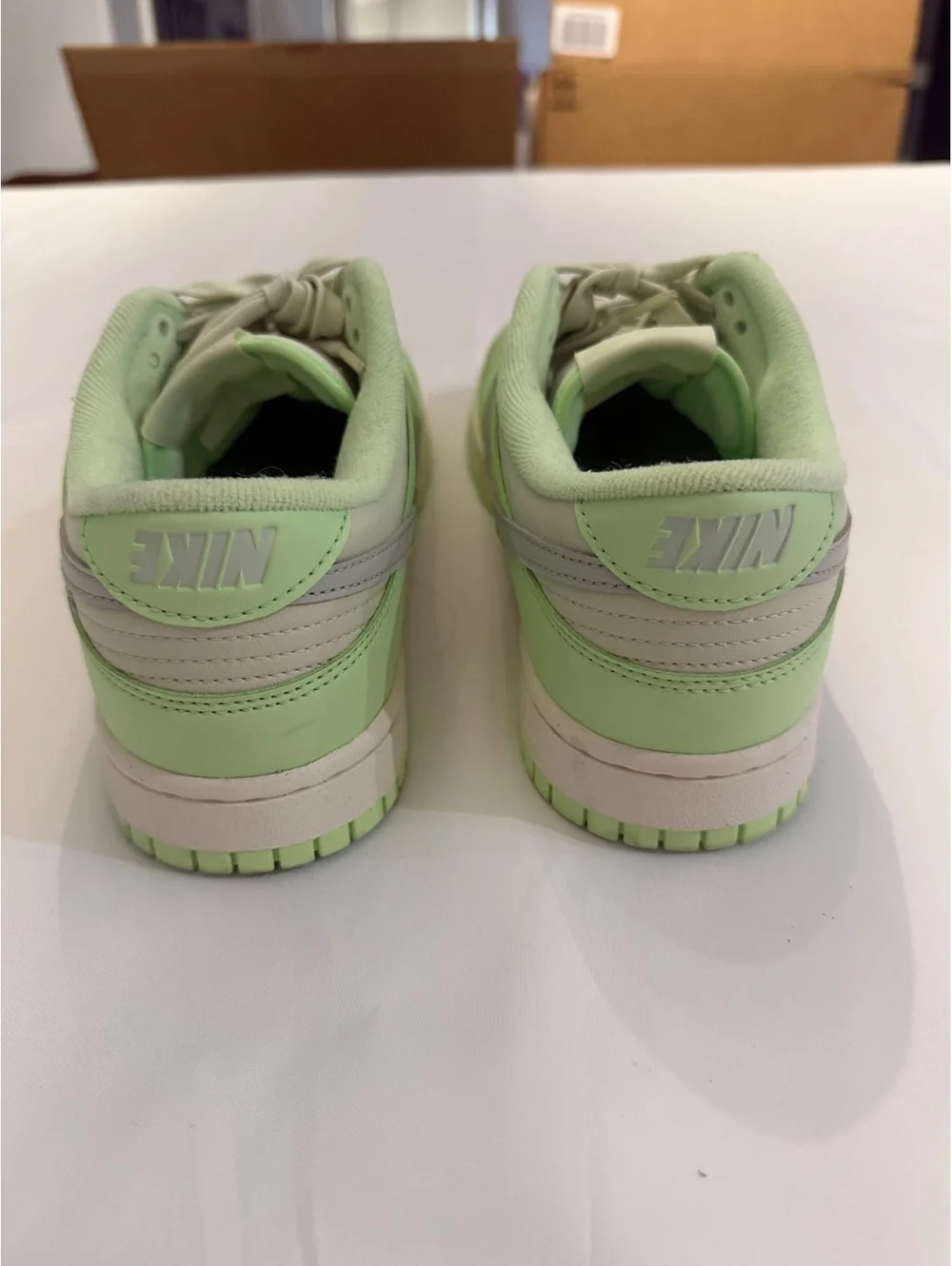 Nike Dunk Low Sneakers in Light Green and Cream